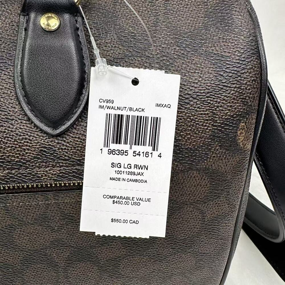Coach Black/Brown Signature Satchel Crossbody - Picture 6 of 12